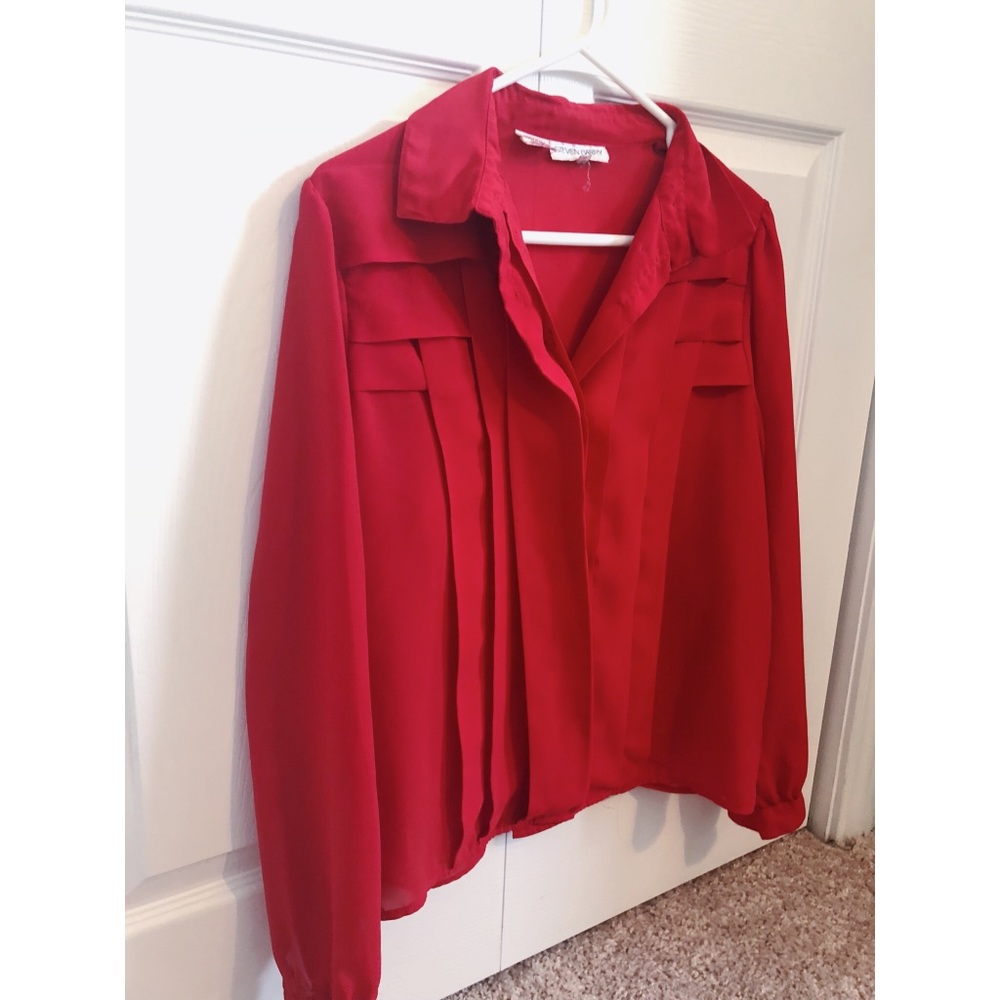 Vintage Pleated Red Blouse